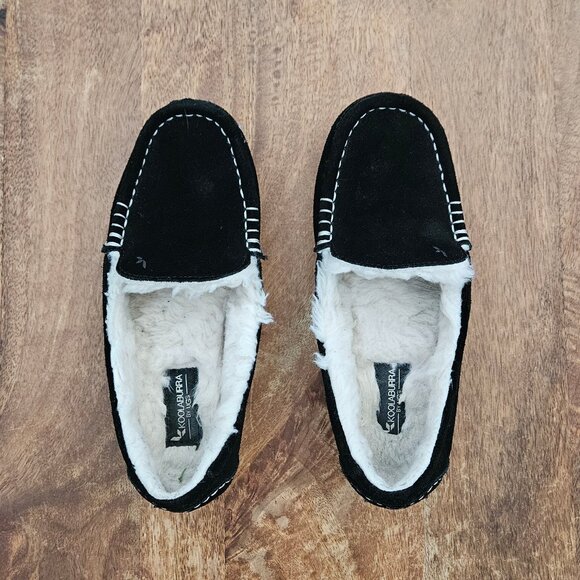 Koolaburra by UGG Moccasin Slippers Womens 7 Black Suede Lezy Faux Fur - Picture 1 of 7